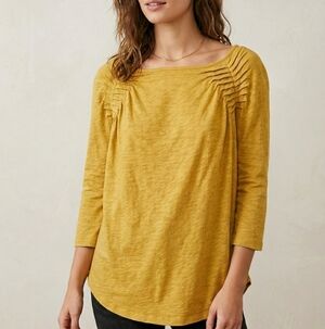 Free People We The Free Mustard Golden Pleated Top XL